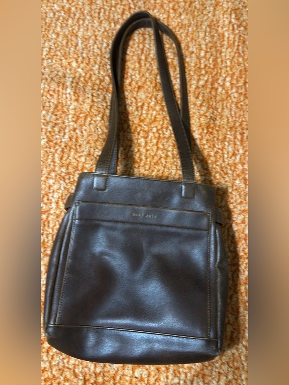 Nine West Dark Brown Faux Leather Multi-Pocket Shoulder Bag Tote